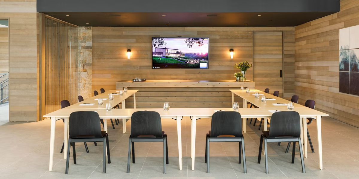 The meeting room at Cape Cod Auto Camp, where the team's brainstorming takes place